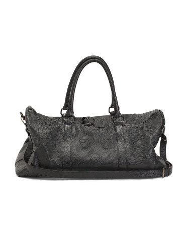 Made In Italy Leather 21in Multi Skull Duffel Bag | TJ Maxx