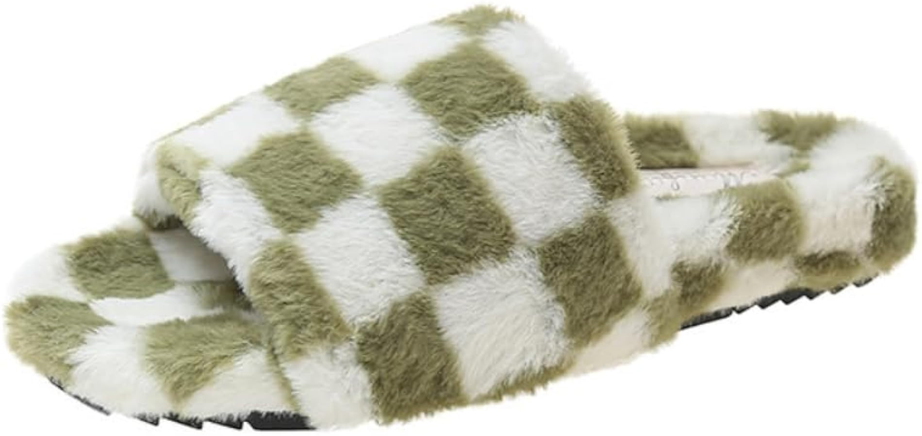 RErom Women Fuzzy Slippers Checkered Indoor Plaid Slippers Plush Comfy Faux Fur Shoes Anti-Skid S... | Amazon (US)