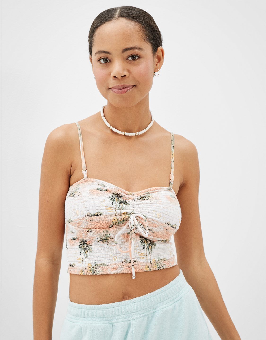 AE Tie-Front Smocked Cami | American Eagle Outfitters (US & CA)
