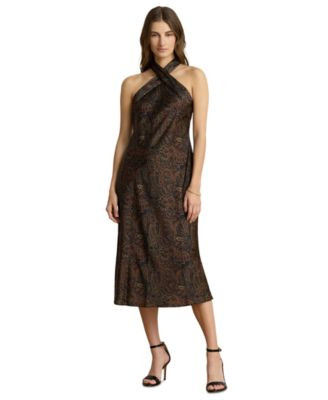 Women's Paisley Tie-Neck Halter Cocktail Dress | Macy's