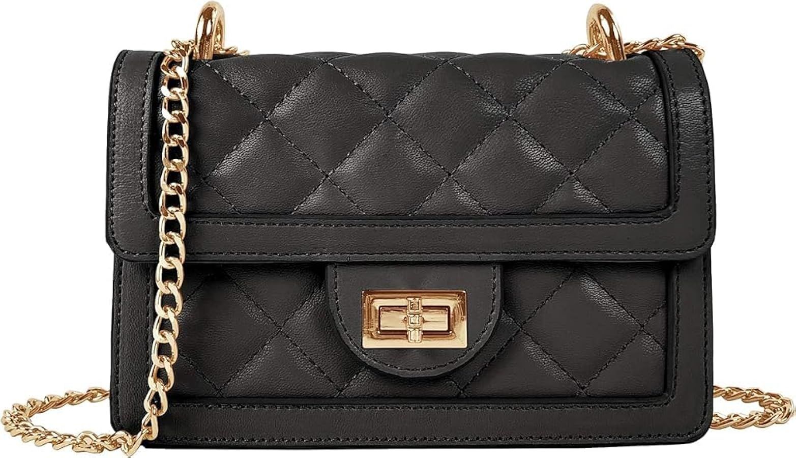 Black Quilted Leather Handbag, Large Capacity 2-in-1 Design, Comes with Chain Quilted Shoulder or... | Amazon (US)