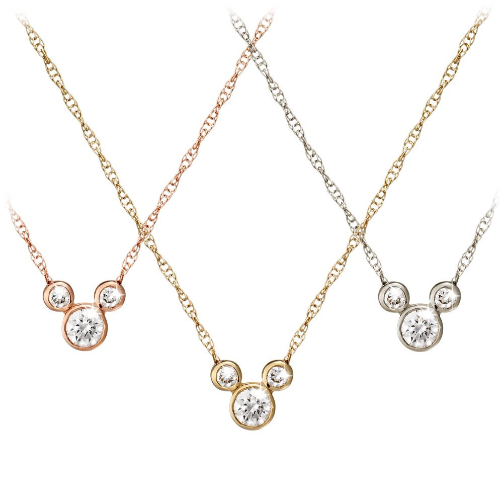 Mickey Mouse Diamond Necklace – 18K Gold – Small | Disney Store