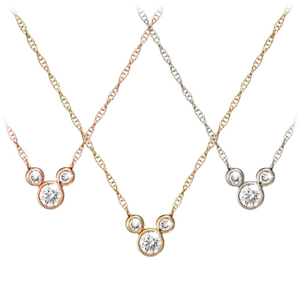 Mickey Mouse Diamond Necklace – 18K Gold – Small | Disney Store