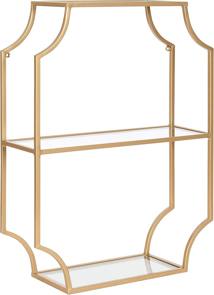 Kate and Laurel Ciel Glam Geometric Wall Shelf, 18 x 24, Gold, Decorative Shelves for Storage and... | Amazon (US)