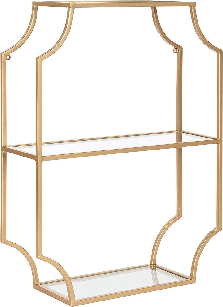 Kate and Laurel Ciel Glam Geometric Wall Shelf, 18 x 24, Gold, Decorative Shelves for Storage and... | Amazon (US)
