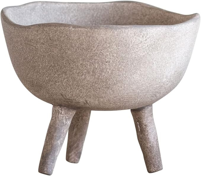 Creative Co-Op Large Matte Taupe Terracotta Footed Planter, 4" | Amazon (US)