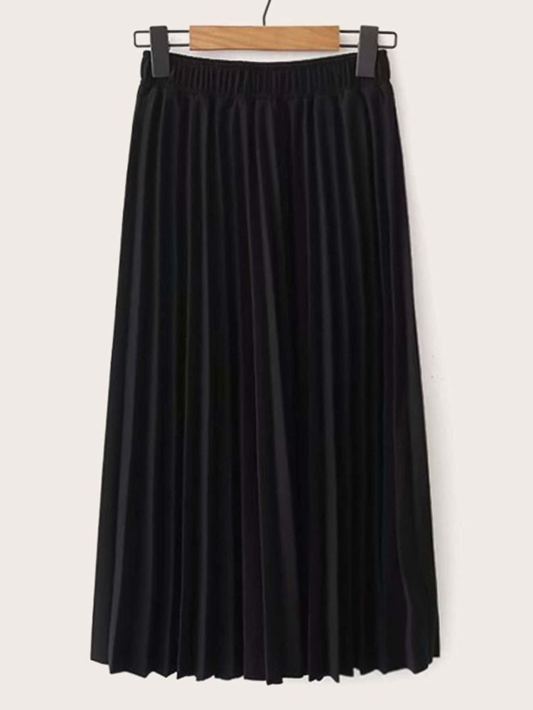 Plus Elastic Waist Pleated Skirt | SHEIN