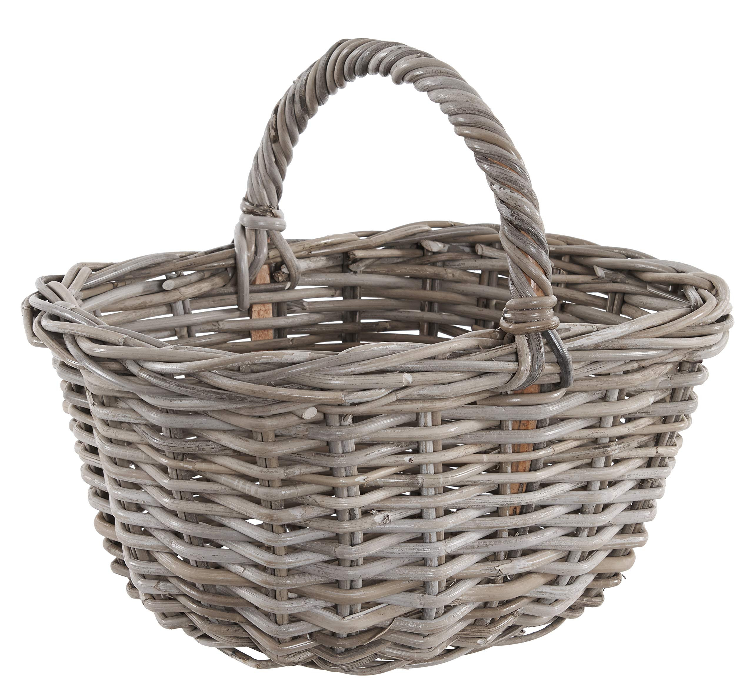 Grey Buff Rattan Wicker Shopping Basket | Amazon (UK)