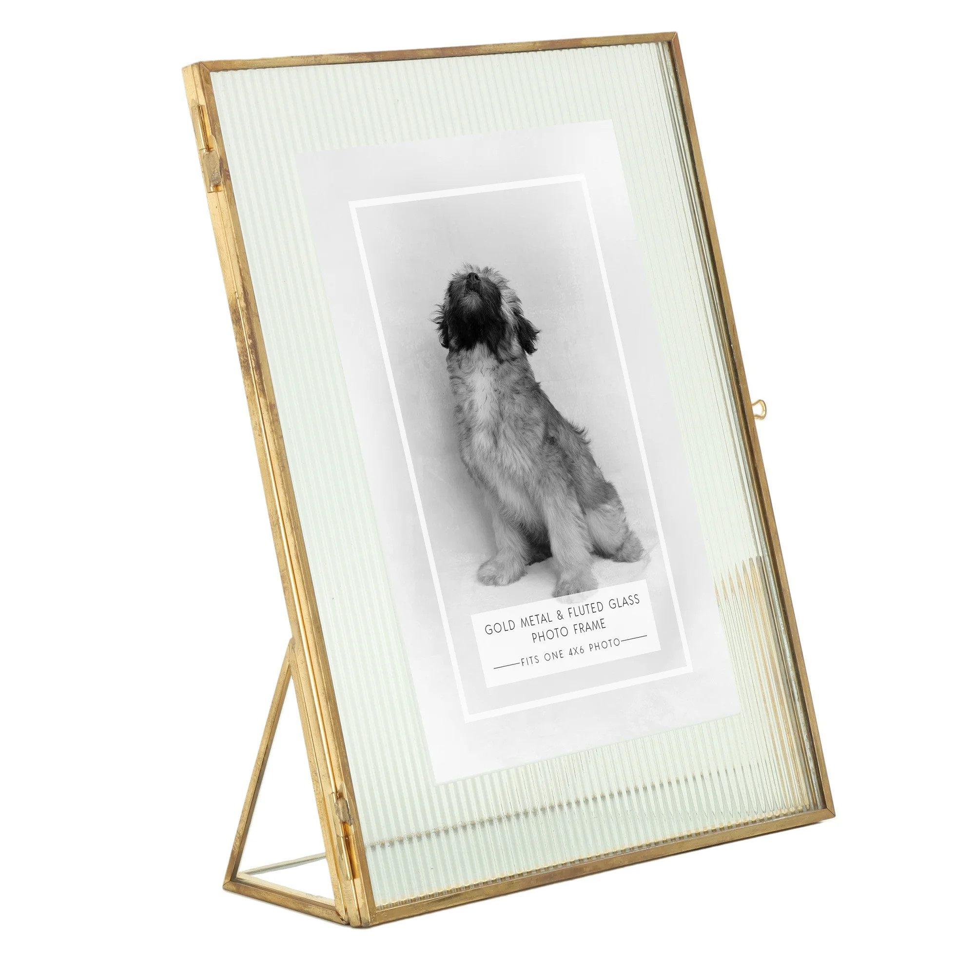 Brass Trimmed Fluted Glass Tabletop Picture Frame Fits up to a 5"x7" Photo | Walmart (US)