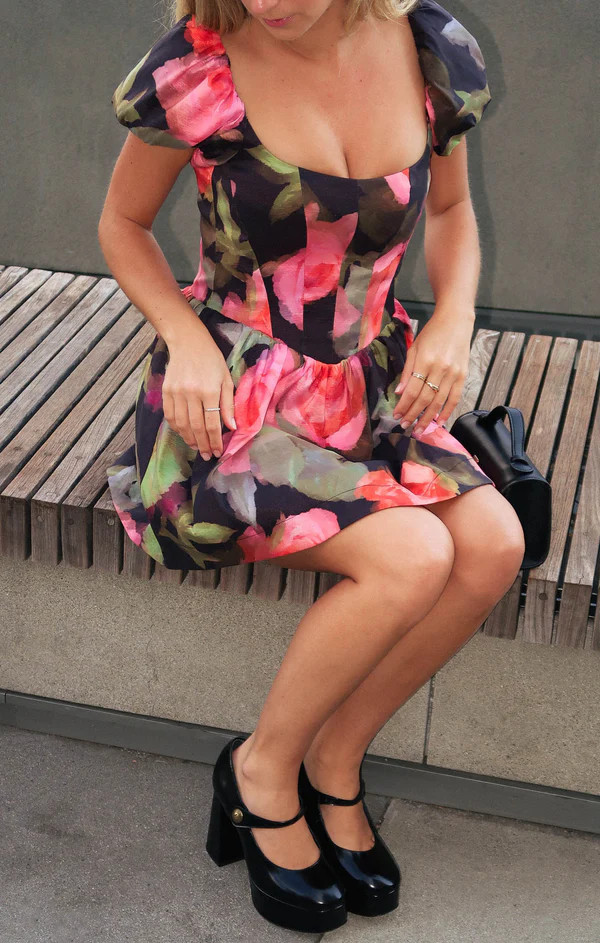 Sylvia Skort Dress ~ Noir Blooms | Show Me Your Mumu