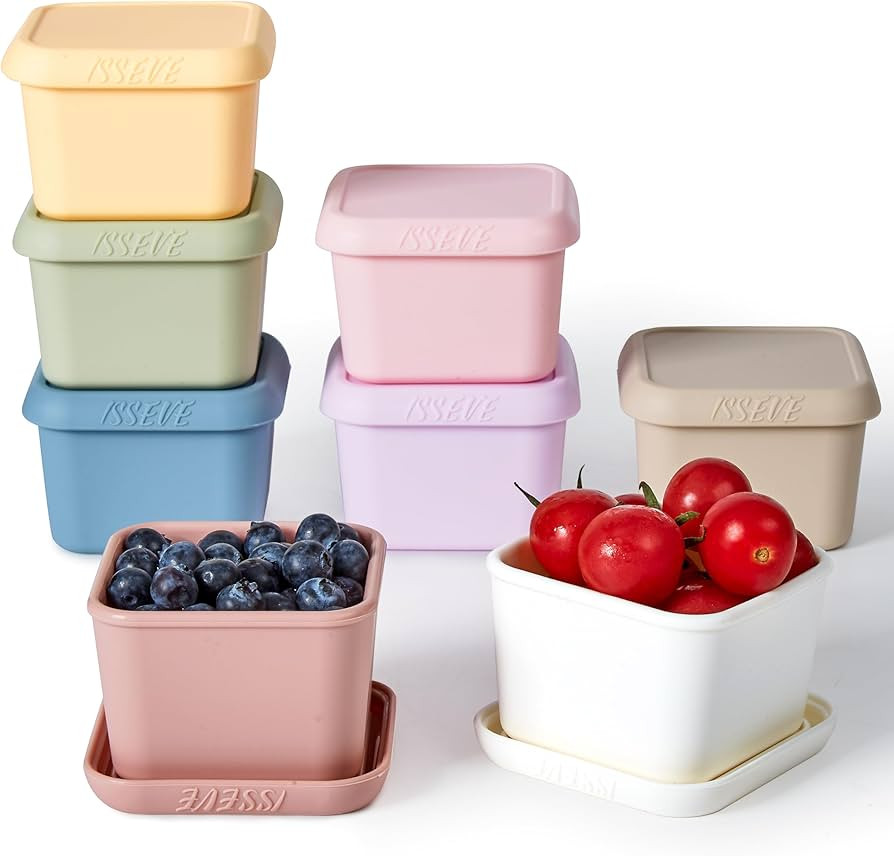 ISSEVE 8Pack 6oz Silicone Snack Containers for Kids, Reusable Small Containers with Lids, Leak Pr... | Amazon (US)