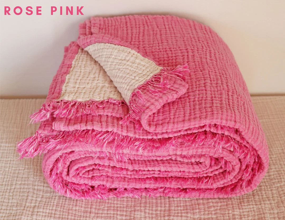 Cotton Bedspread King, Oversize King Bedspread, Soft Muslin Bed Cover, Gauze Throw Blanket, House... | Etsy (US)