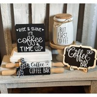 Coffee Tiered Tray Decor Bar Book Stack Tier Accessories Bookstack | Etsy (US)