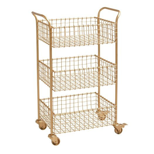 Antonia Gold Wire Basket 3 Tier Rolling Cart by World Market | World Market