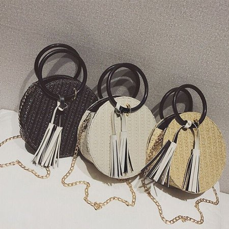 Women´s Round Circular Rattan Wicker Straw Woven Crossbody Beach Bag Basket | Walmart (US)