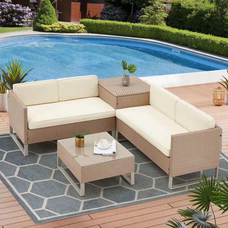 Polyethylene (PE) Wicker 330 - Person Seating Group with Cushions | Wayfair North America