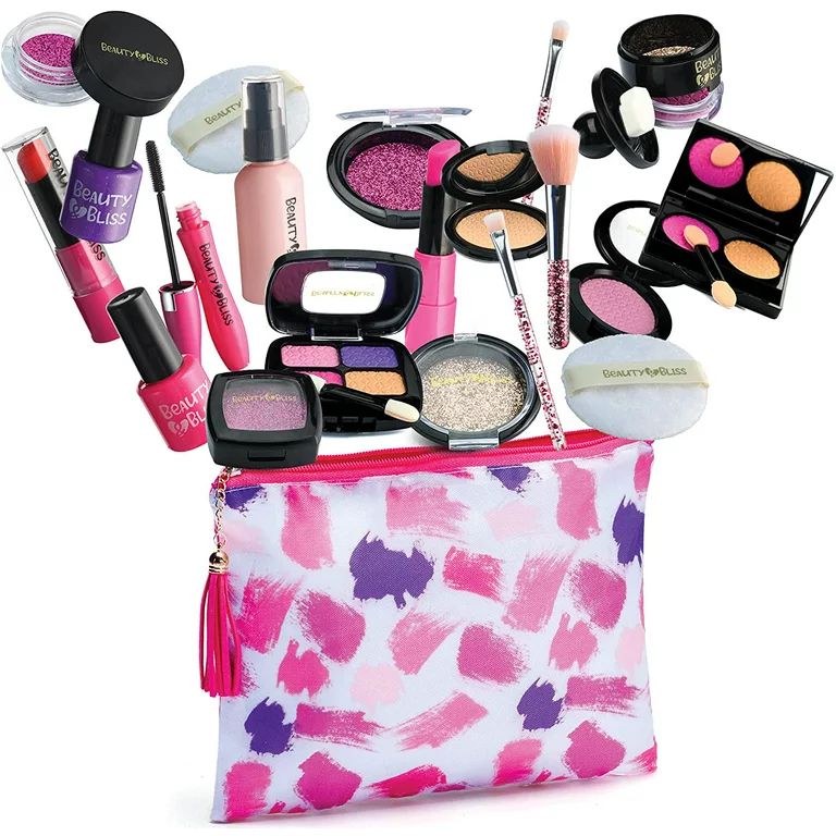 Prextex Makeup Set 17 pcs for Girls Pretend Play with Cute Zippered Cosmetic Bag Case Realistic K... | Walmart (US)