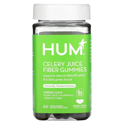 HUM Nutrition, Celery Juice Fiber Gummies, Green Apple, 5 g, 60 Vegan Gummies | iHerb