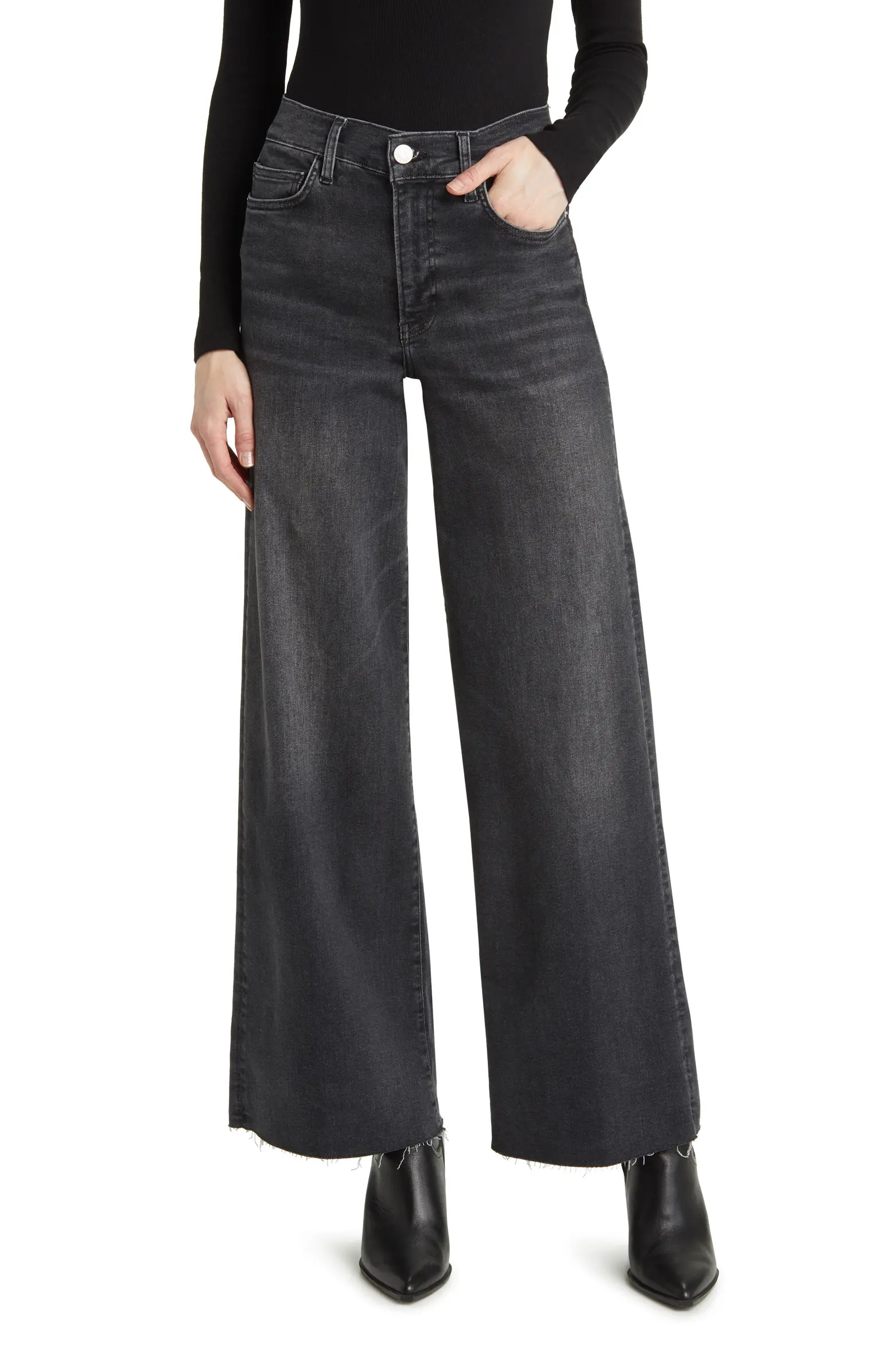 Le Slim Palazzo Raw Hem High Waist Wide Leg Jeans | Nordstrom