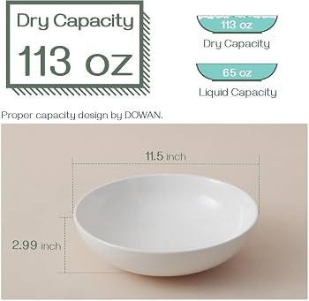 DOWAN 11.5" Large Serving Bowls, 3.2 Qt White Serving Platter, Big Ceramic Centerpiece Bowls, Mic... | Amazon (US)