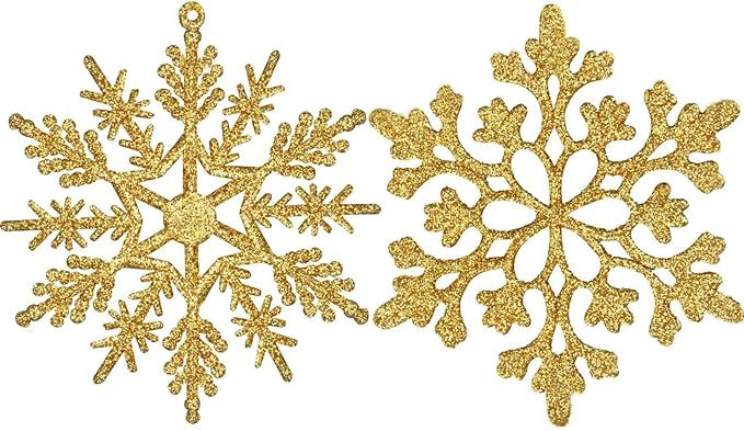 Eokeanon 36PCS Plastic Christmas Glitter Snowflake Ornaments Christmas Tree Decorations, 4 Inch P... | Amazon (US)