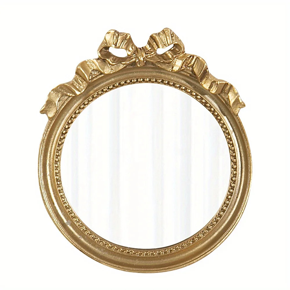 1pc Vintage Resin Mirror, Bow Table Mirror, Decoration Ornament, Photo Props, Wall Mirror, Makeup... | Walmart (CA)