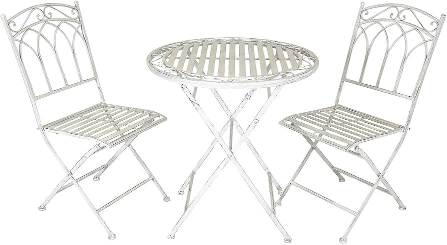 CHARLES BENTLEY Rustic Wrought Iron Bistro Set For Patio, Garden, Balcony, Decking, Stylish, Outd... | Amazon (UK)