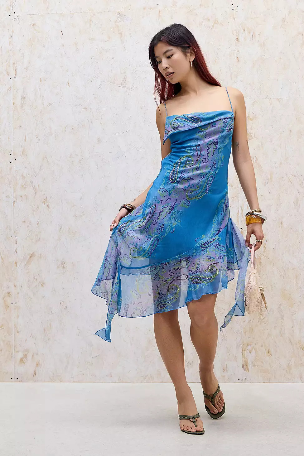 UO Maya Foldover Chiffon Midi Dress | Urban Outfitters UK