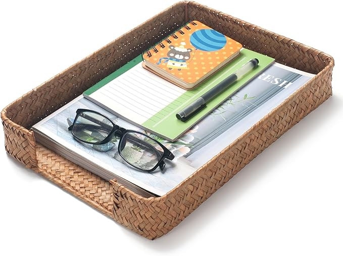Seagrass Letter Tray for A4 File Woven Desk Tray Organizer for Paper Folder Mail Document Magazin... | Amazon (UK)