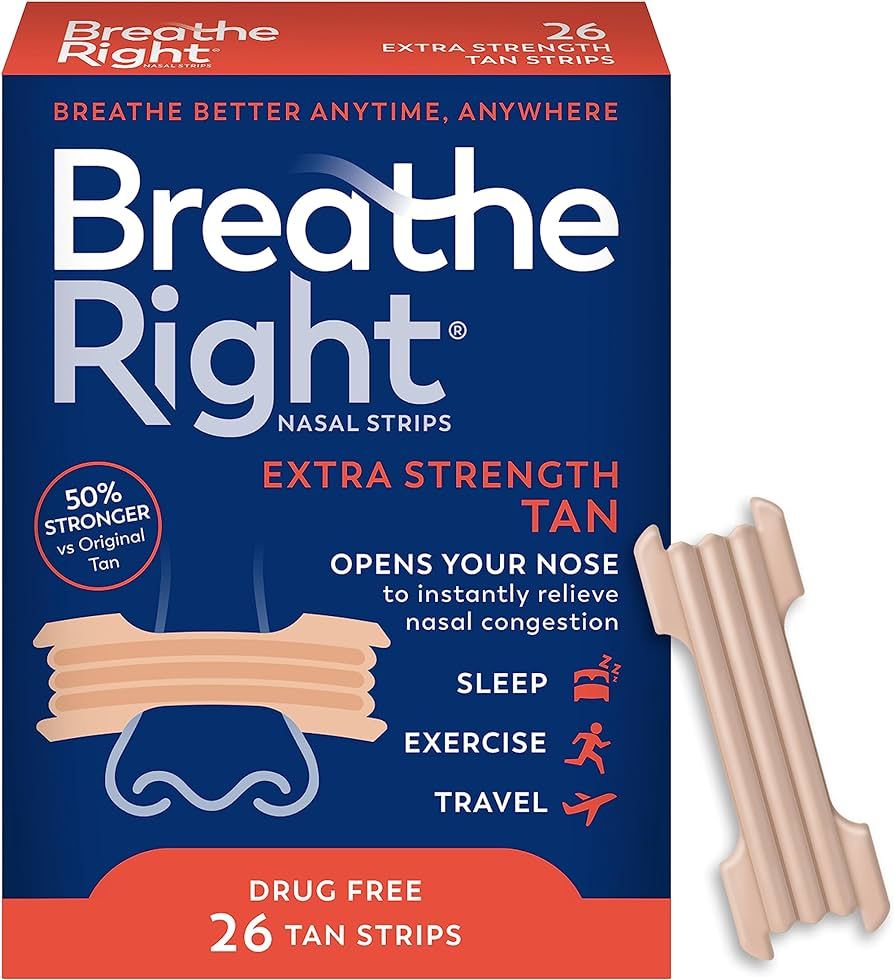 Breathe Right Nasal Strips Extra Strength Tan Nasal Strips Help Stop Snoring Drug-Free Snoring So... | Amazon (US)