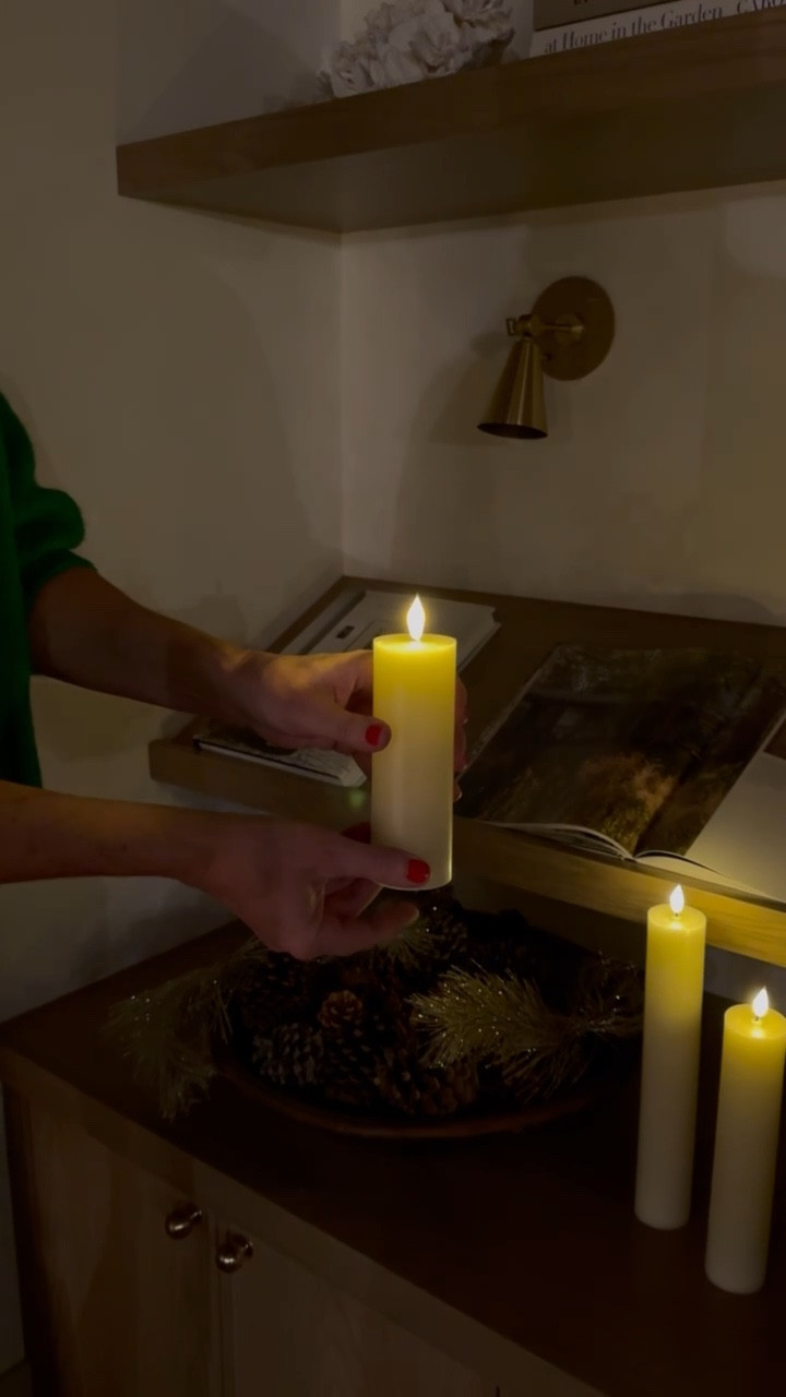 You can barely tell these are flameless candles. So perfect to use up high, layered on your shelves. They give off such a nice glow and are remote controlled! 

#LTKHoliday #LTKSeasonal #LTKHome