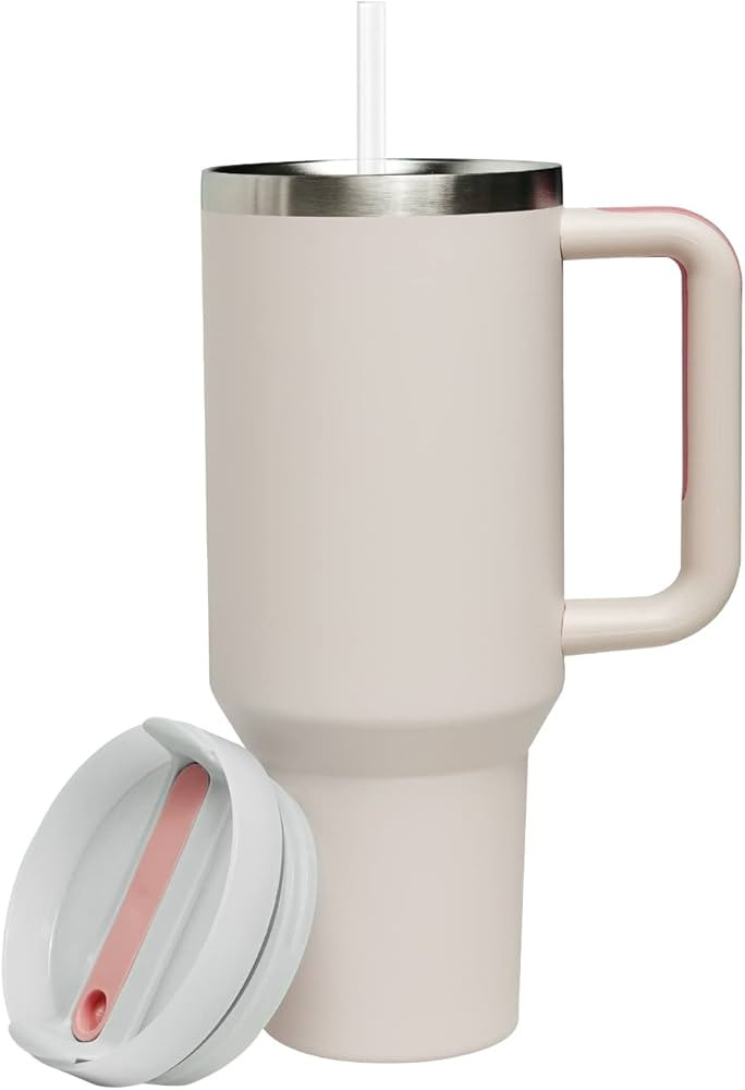 40oz Insulated Tumblers with Handle and Straw H2.0 Quencher Tumbler Reusable Ice Coffee Cup with ... | Amazon (US)