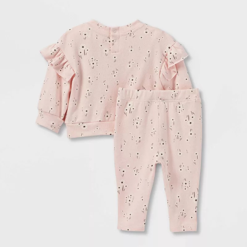 Grayson Collective Baby Girls' 2pc Floral French Terry Sweatshirt & Bottom Set - Pink 18M | Target