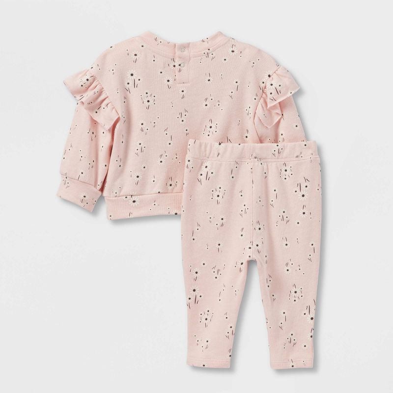 Grayson Collective Baby Girls&#39; 2pc Floral French Terry Sweatshirt &#38; Bottom Set - Pink 18M | Target