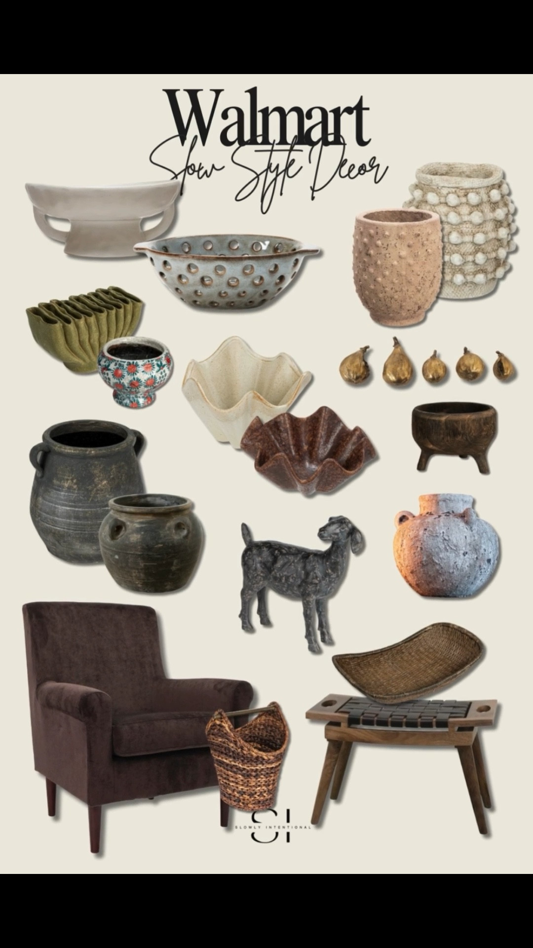 Who knew Walmart had finds like these?! From sculptural bowls and rustic pottery to cozy seating and woven baskets, these pieces feel collected, not mass-produced. I love how they bring in texture and personality without breaking the budget. Perfect for layering in slow, intentional style at home.


#LTKHome