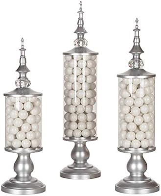 Amalfi Décor Apothecary Jars Set of 3 Clear Glass Candy Dish Holder with Metal Lids Cookie Jar B... | Amazon (US)
