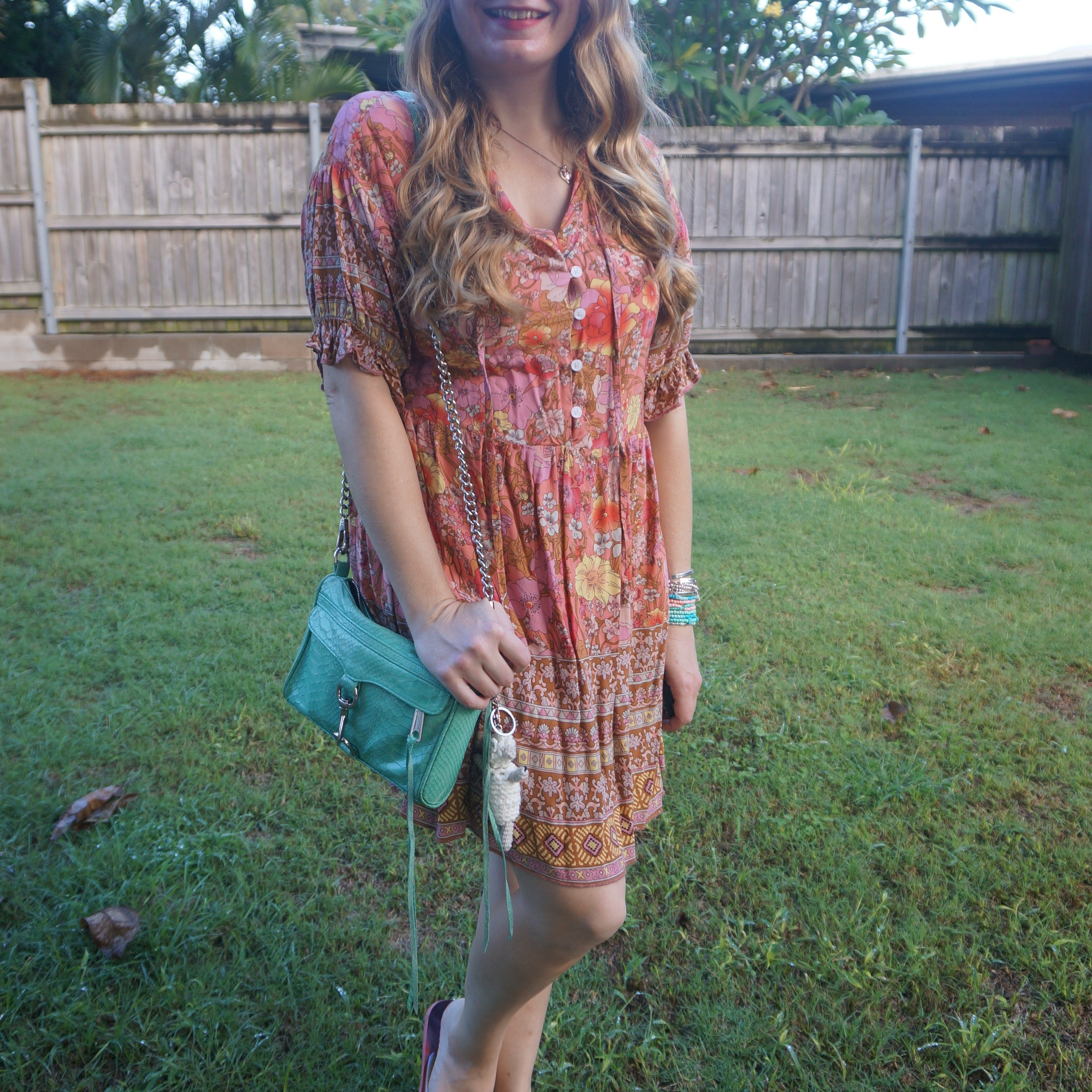 Thrifted floral babydoll dress with aquamarine Rebecca Minkoff mini MAC bag 💙

#LTKaustralia #LTKautumn #LTKbag