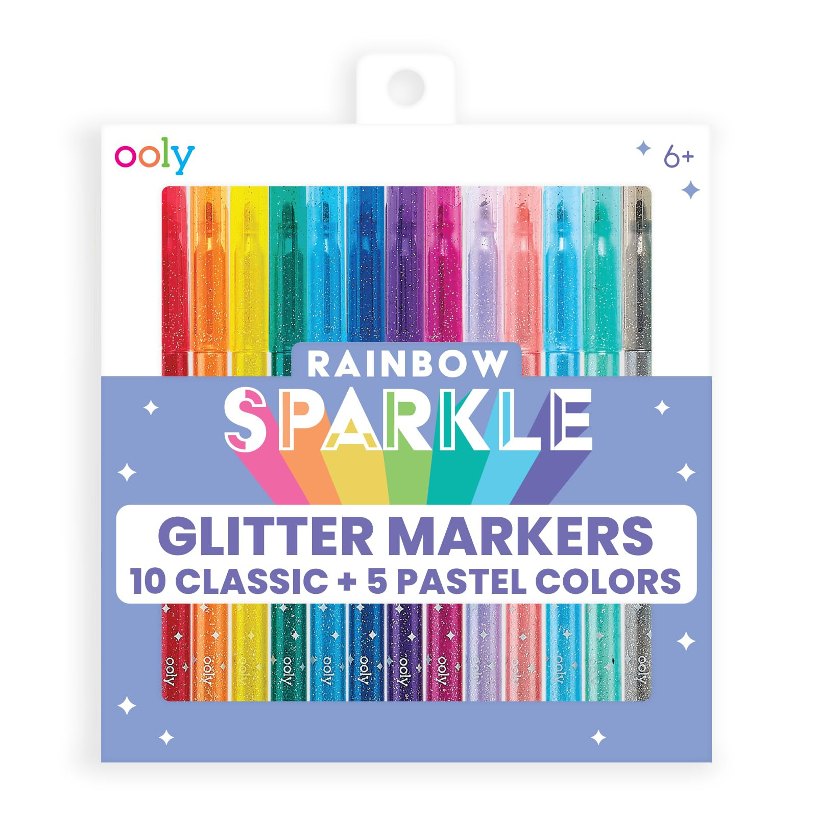 Ooly Rainbow Sparkle Glitter Markers Set of 15, Includes 5 Pastel & 10 Classic Color Markers, Gli... | Amazon (US)
