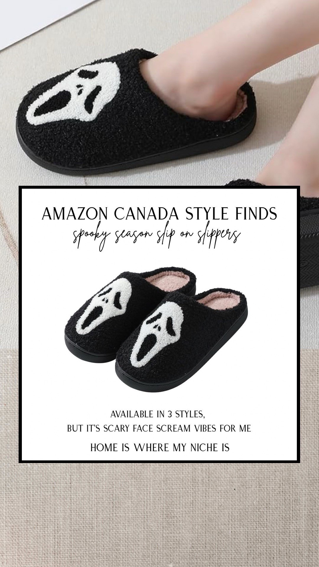 B O O / just ordered these spooky season slip on slippers, they’re available in 3 Halloween styles, but it’s scary fave scream vibes all the way for me

#LTKstyletip #LTKcanada