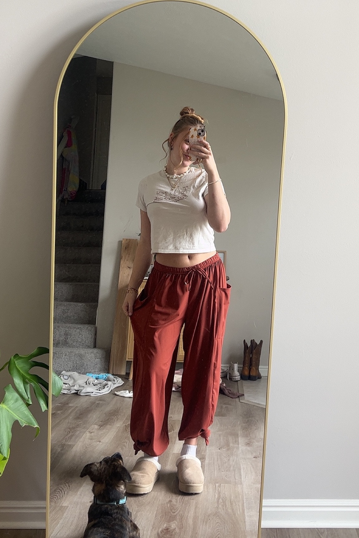 Cute casual outfit idea I tied the bottom of the pants, they are straight leg pants from halara #hippiestyle #springstyle #granolagirl #casualootd 

#LTKstyletip
