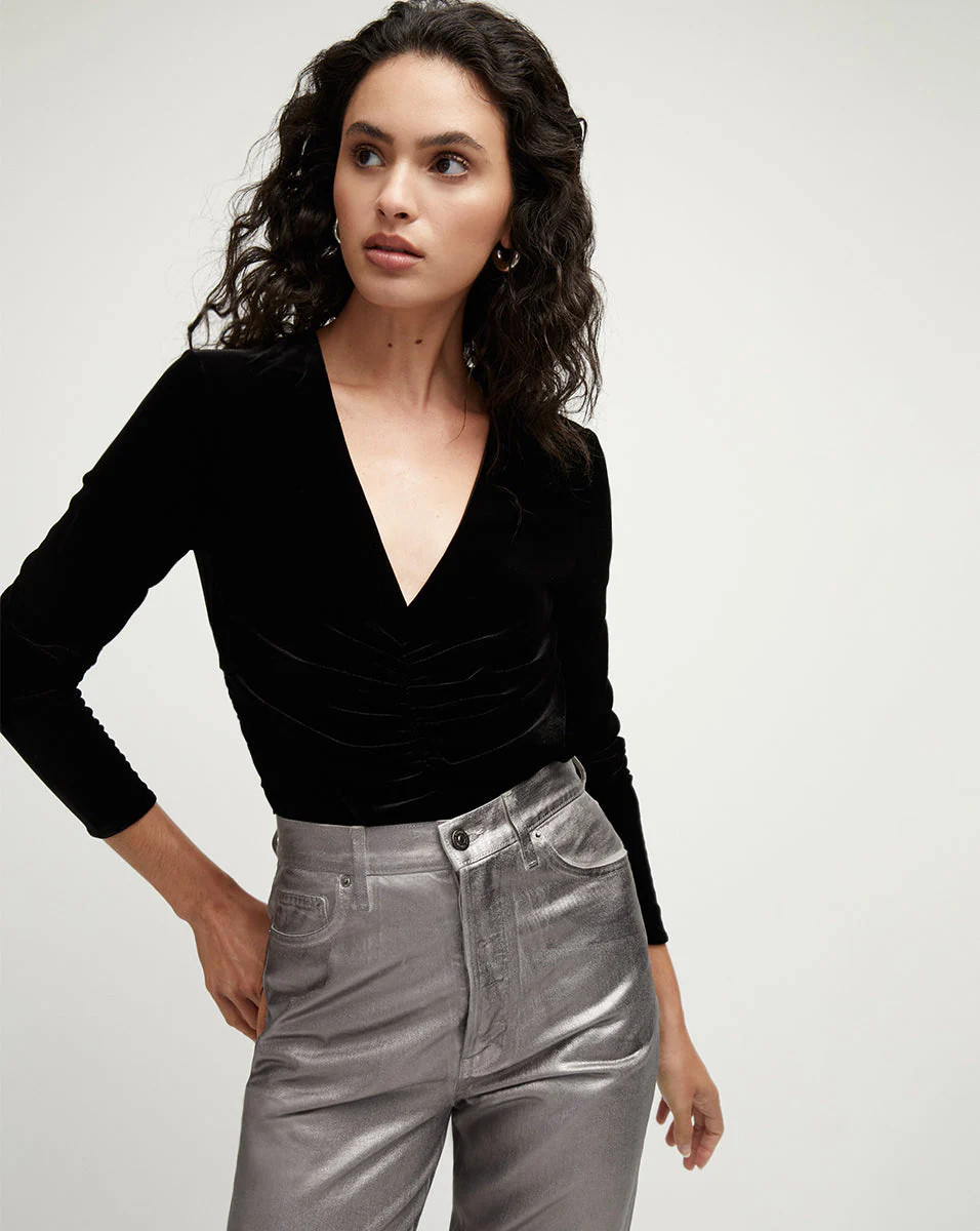 Pelona Stretch-Velvet Top | Veronica Beard