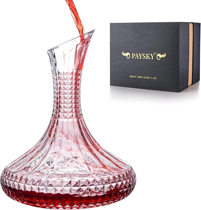 Wine Decanter - Hand Blown Lead-free Crystal Glass Wine Decanters and Carafes, Perfect Wine Gifts... | Amazon (US)
