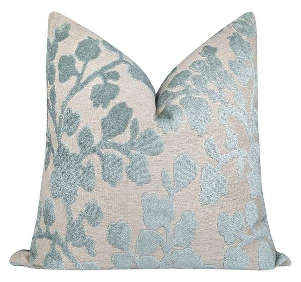Bethany Mist Floral Velvet Pillow | Land of Pillows