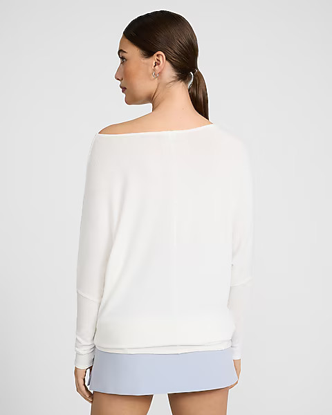 Relaxed Crepe Convertible Dolman Long Sleeve Sweater | Express