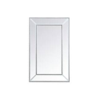 Timeless Home 20in. H x 32in. W Contemporary Iris Beaded Rectangular Wall Mirror in Antique Silve... | The Home Depot