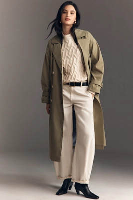 Maeve Belted Long Trench Coat | Anthropologie (US)