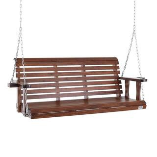 Wooden Porch Swing 5.5 ft. Patio bench swing for Courtyard and Garden Upgraded 880 lbs. Strong Lo... | The Home Depot