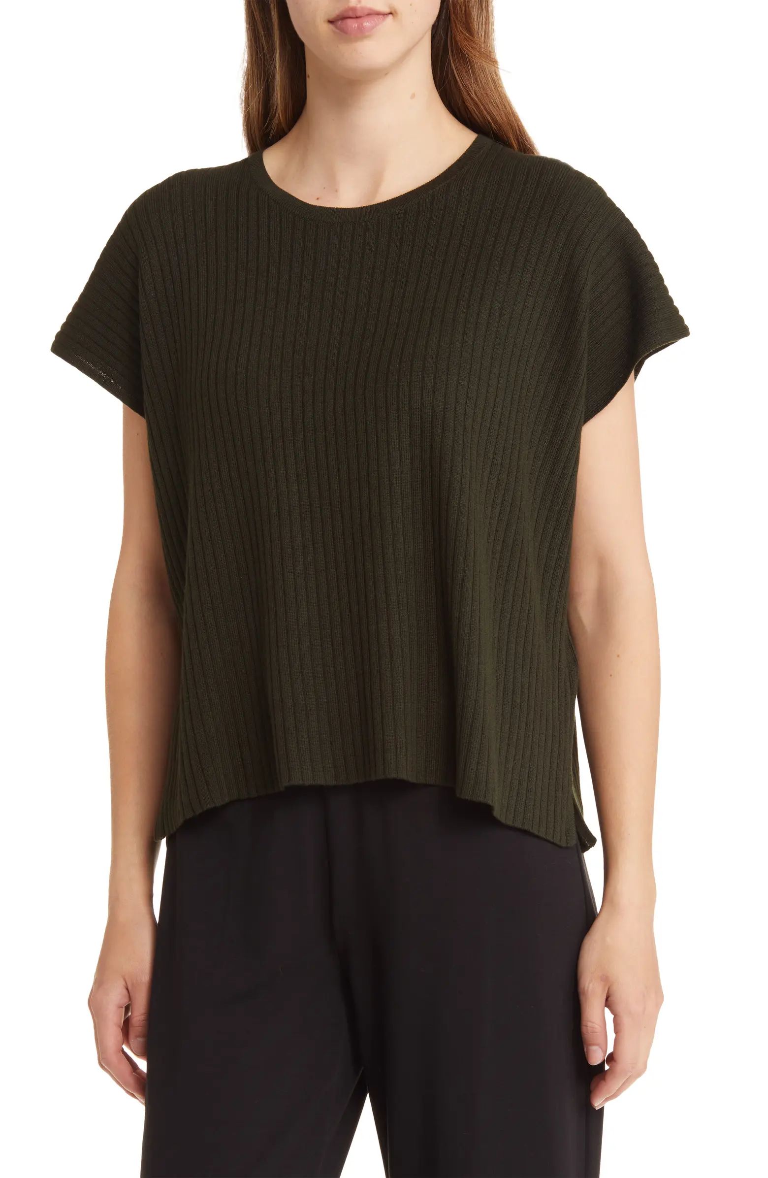 Short Sleeve Organic Cotton Blend Rib Top | Nordstrom