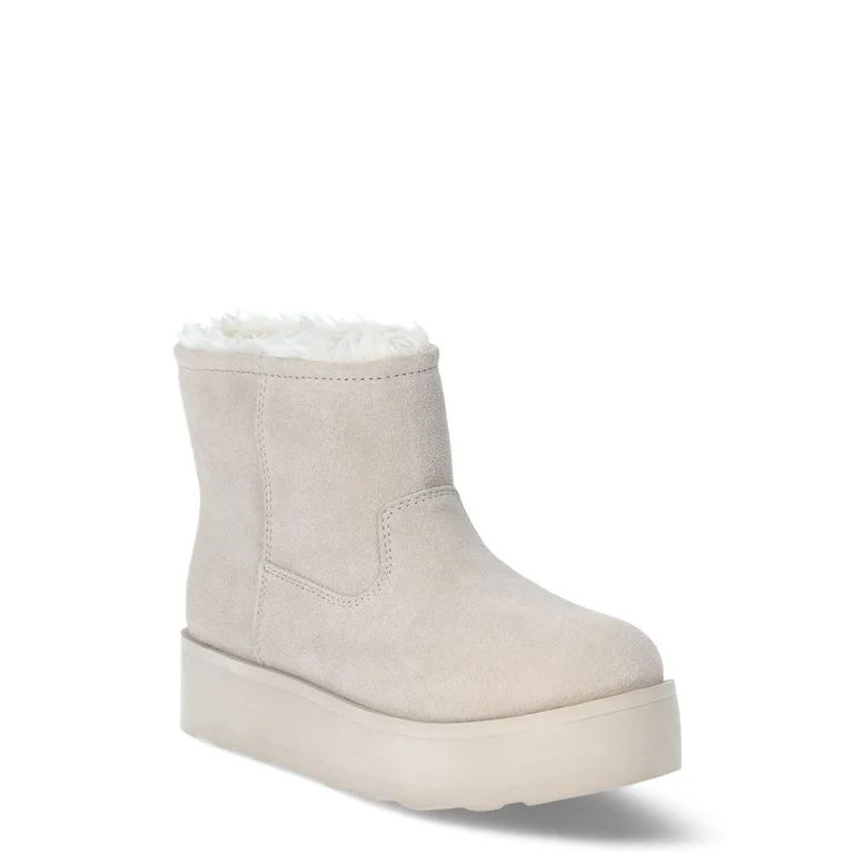 Time and Tru Women's Genuine Suede Platform Cozy Boots, Sizes 6-11 | Walmart (US)