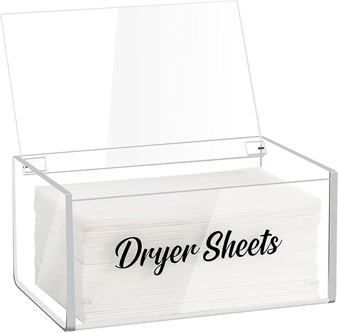 LifeLAZA Premium Acrylic Dryer Sheet Container with Hinged Lid, Clear Dryer Sheet Holder for Fabr... | Amazon (CA)